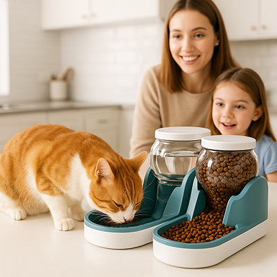 distributeur-croquettes-et-eau-pour-chat-fille-et-mere