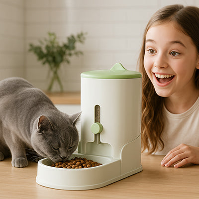 distributeur-de-croquettes-et-eau-reglable-avec-fille