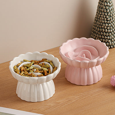 gamelle-anti-glouton-chat-en-forme-de-fleur-rose-et-blanc