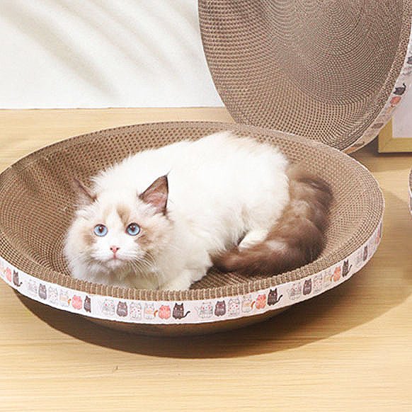 panier-chat-grattoir-en-boule-regard-coucher
