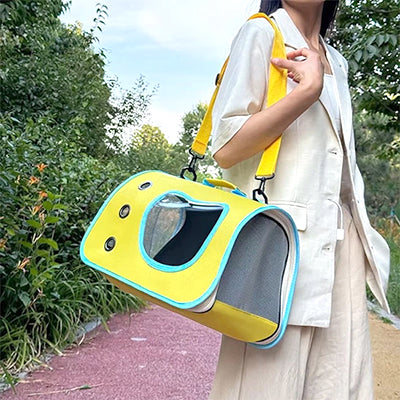 sac-transport-pour-chat-style-bleu-et-jaune-de-face
