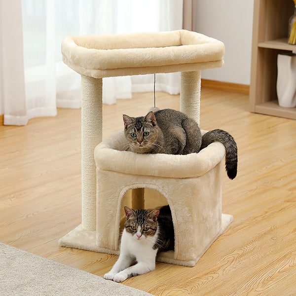 arbre-a-chat-compact-deux-chats-au-repos