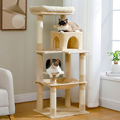arbre-a-chat-multifonction-deux-chats-installes