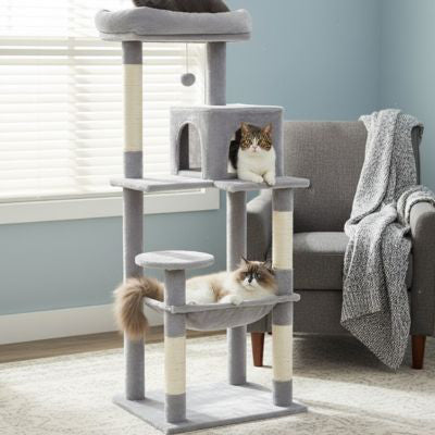 arbre-a-chat-multifonction-modele-gris-avec-deux-chats