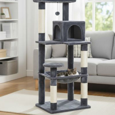 arbre-a-chat-multifonction-modele-gris-avec-un-chat