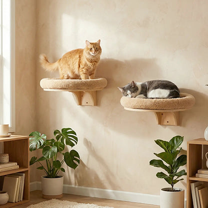 arbre-a-chat-mural-design-pur-deux-chats-dans-coussin-au-salon