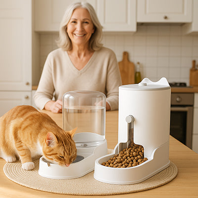 distributeur-de-croquettes-et-eau-reglable-avec-femme