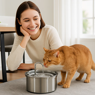 Fontaine à eau chat avec détecteur de mouvement