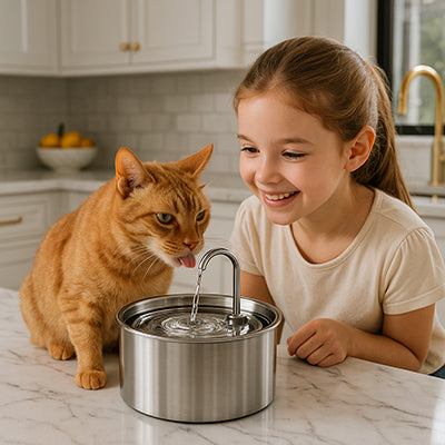 Fontaine à eau chat avec détecteur de mouvement