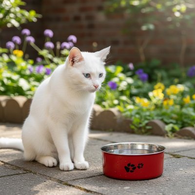 Gamelle en inox pour chat dehors