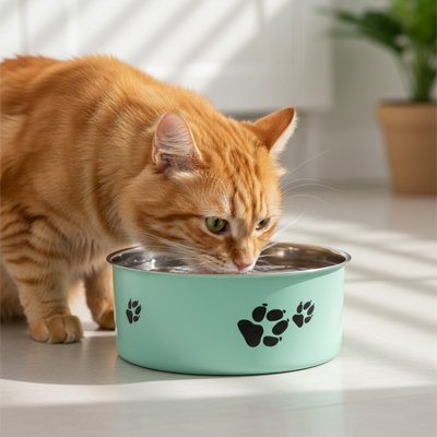 Gamelle en inox pour chat vert