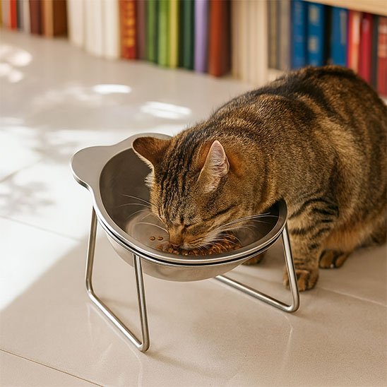 Gamelle inclinée pour chat assis