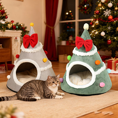 panier-chat-arbre-de-noel-gris-et-vert-chat-assis