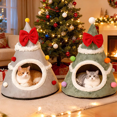 panier-chat-arbre-de-noel-gris-et-vert-chats-dedans