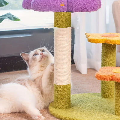petit-arbre-a-chat-design-floral-corde-de-sisal